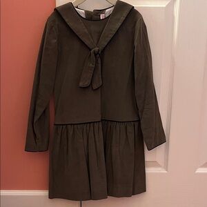 La Coqueta Kids Dress in Olive Green Corduroy